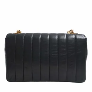 CHANEL Lambskin Coco Mark Chain Shoulder Bag Black Ladies