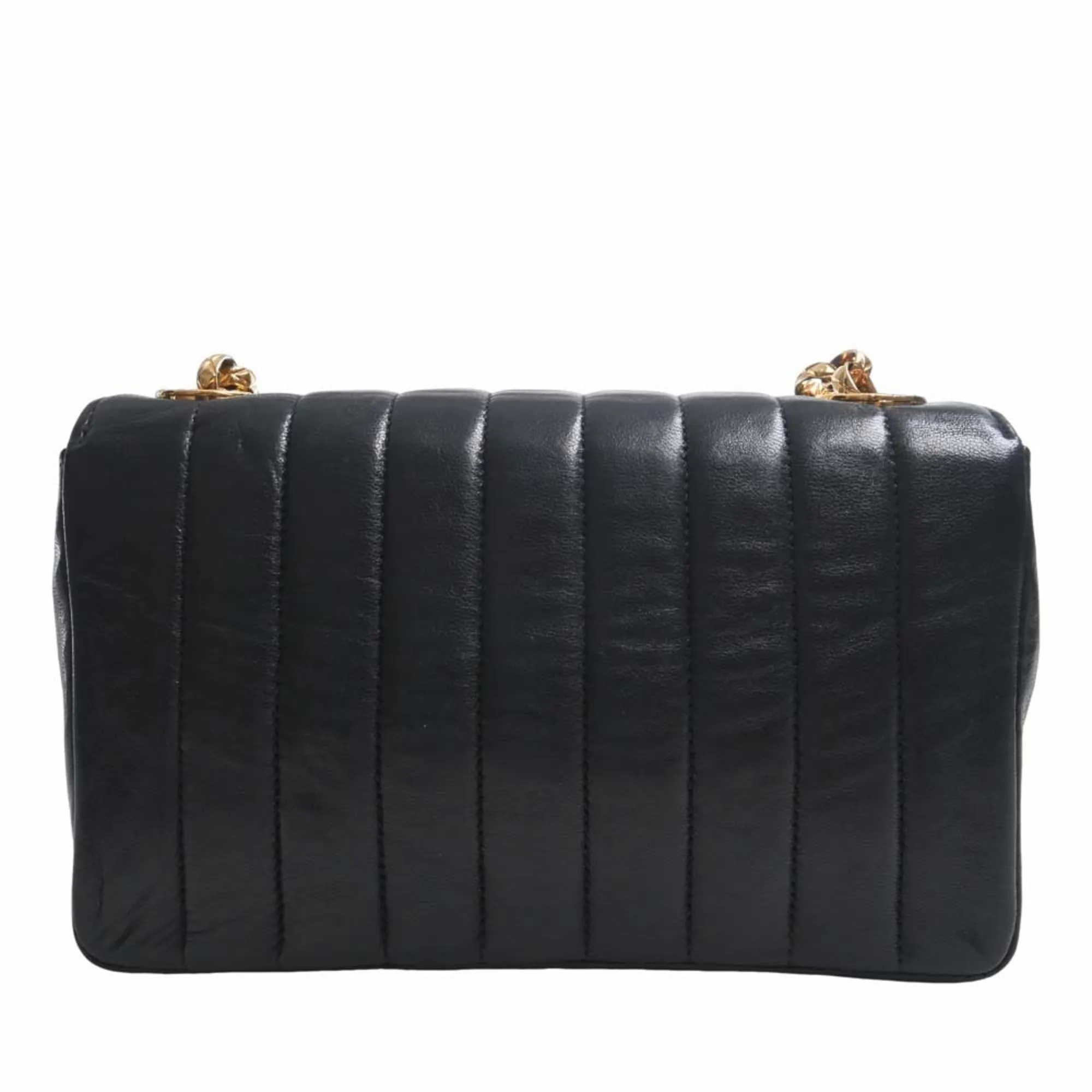CHANEL Lambskin Coco Mark Chain Shoulder Bag Black Ladies