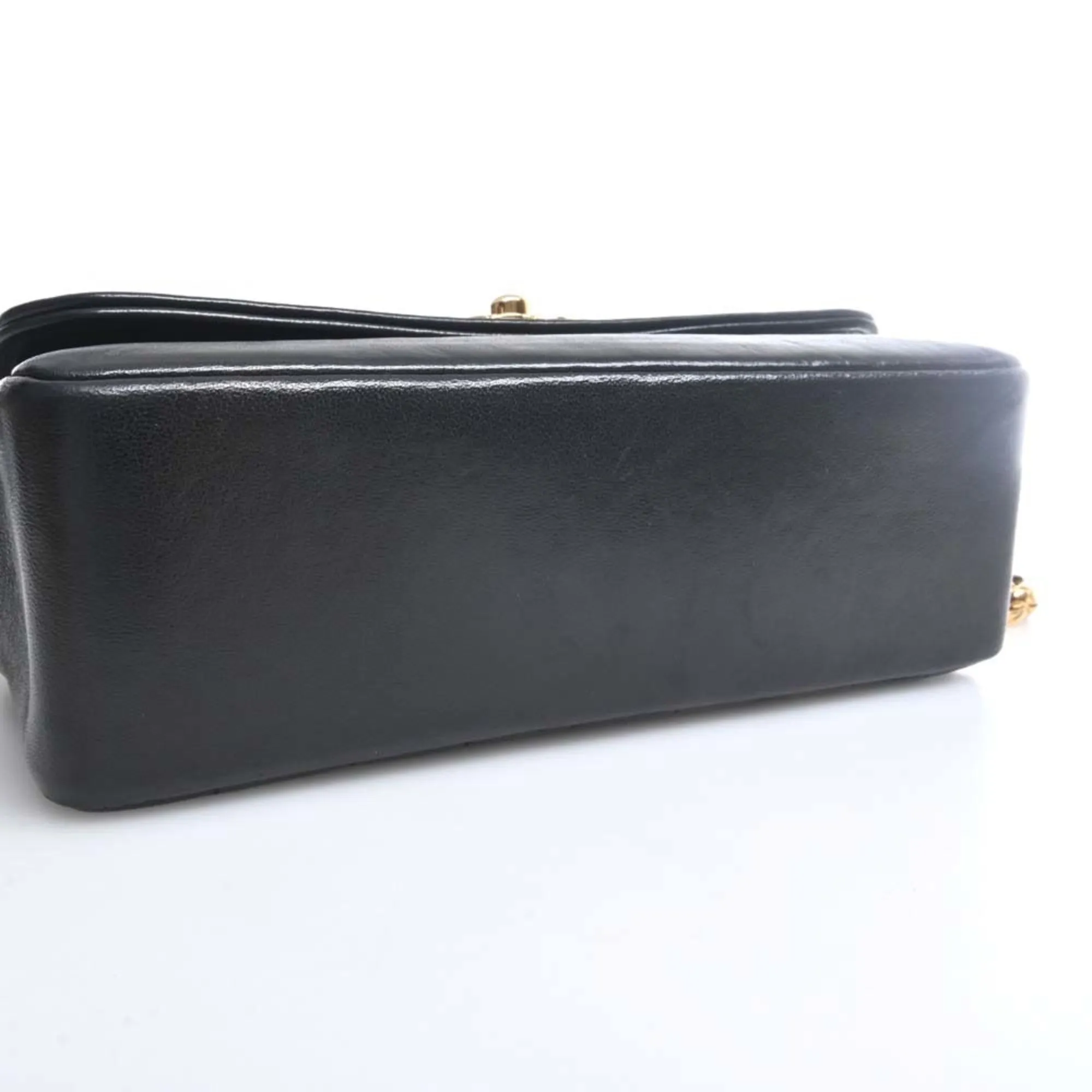 CHANEL Lambskin Coco Mark Chain Shoulder Bag Black Ladies