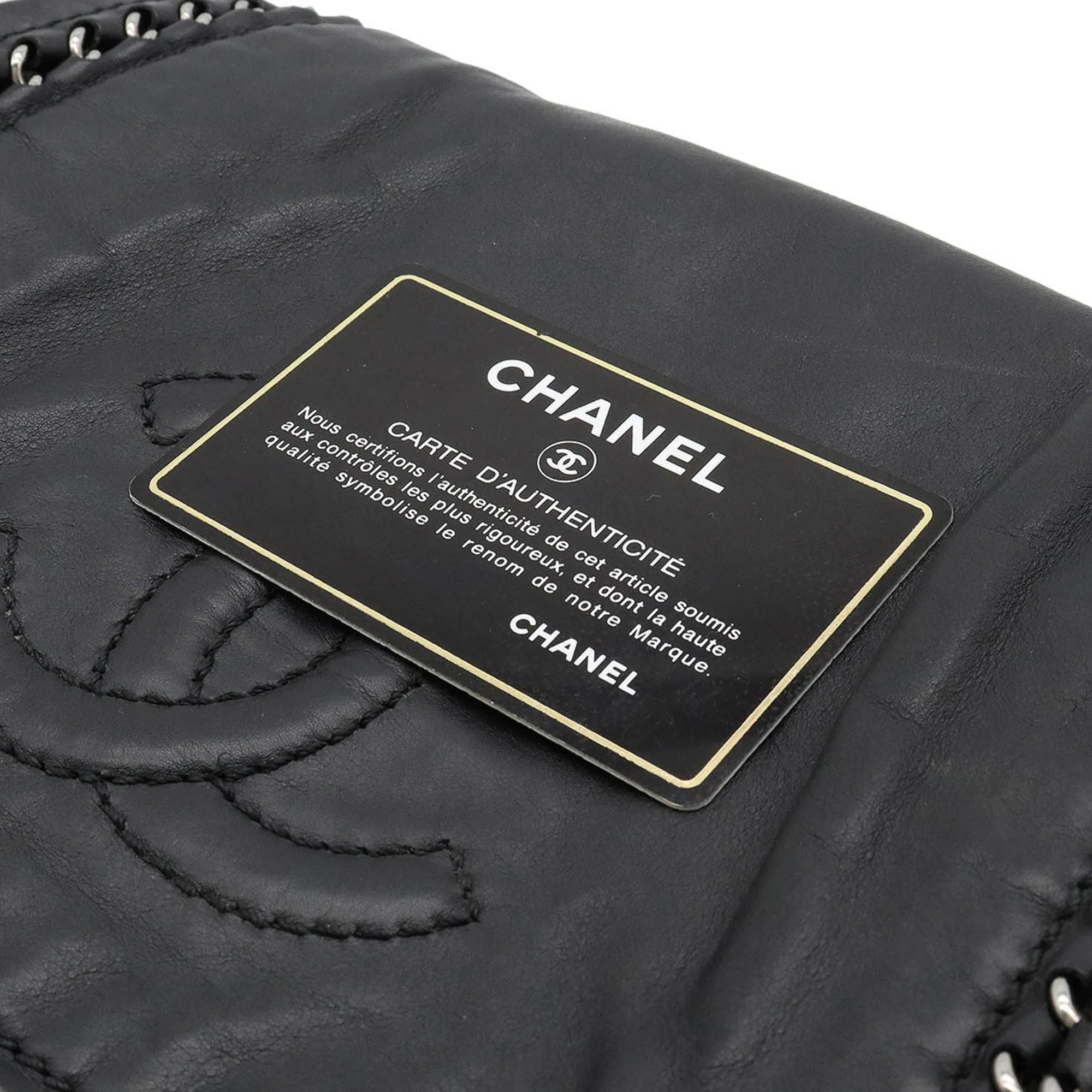 CHANEL luxury line here mark shoulder bag chain leather black