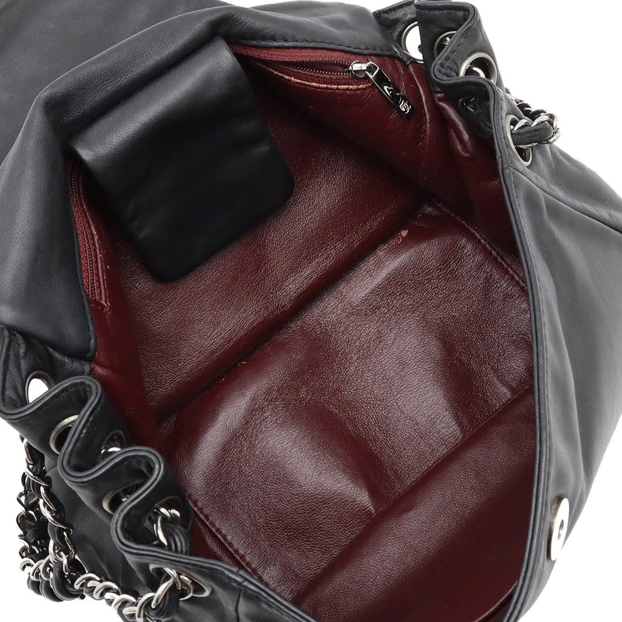 CHANEL luxury line here mark shoulder bag chain leather black