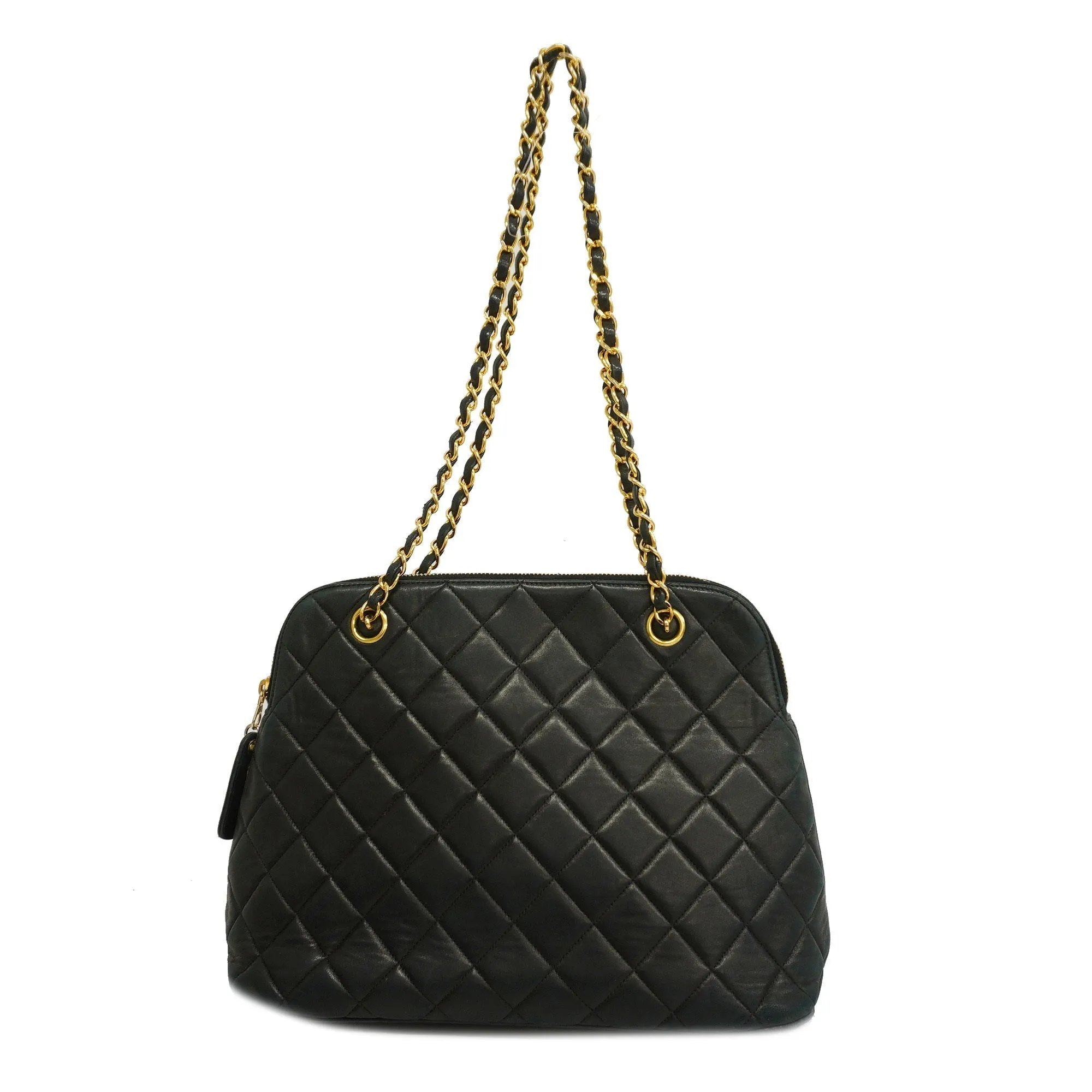 CHANEL  Matelasse Chain Shoulder Lambskin Women's Leather Shoulder Bag Black