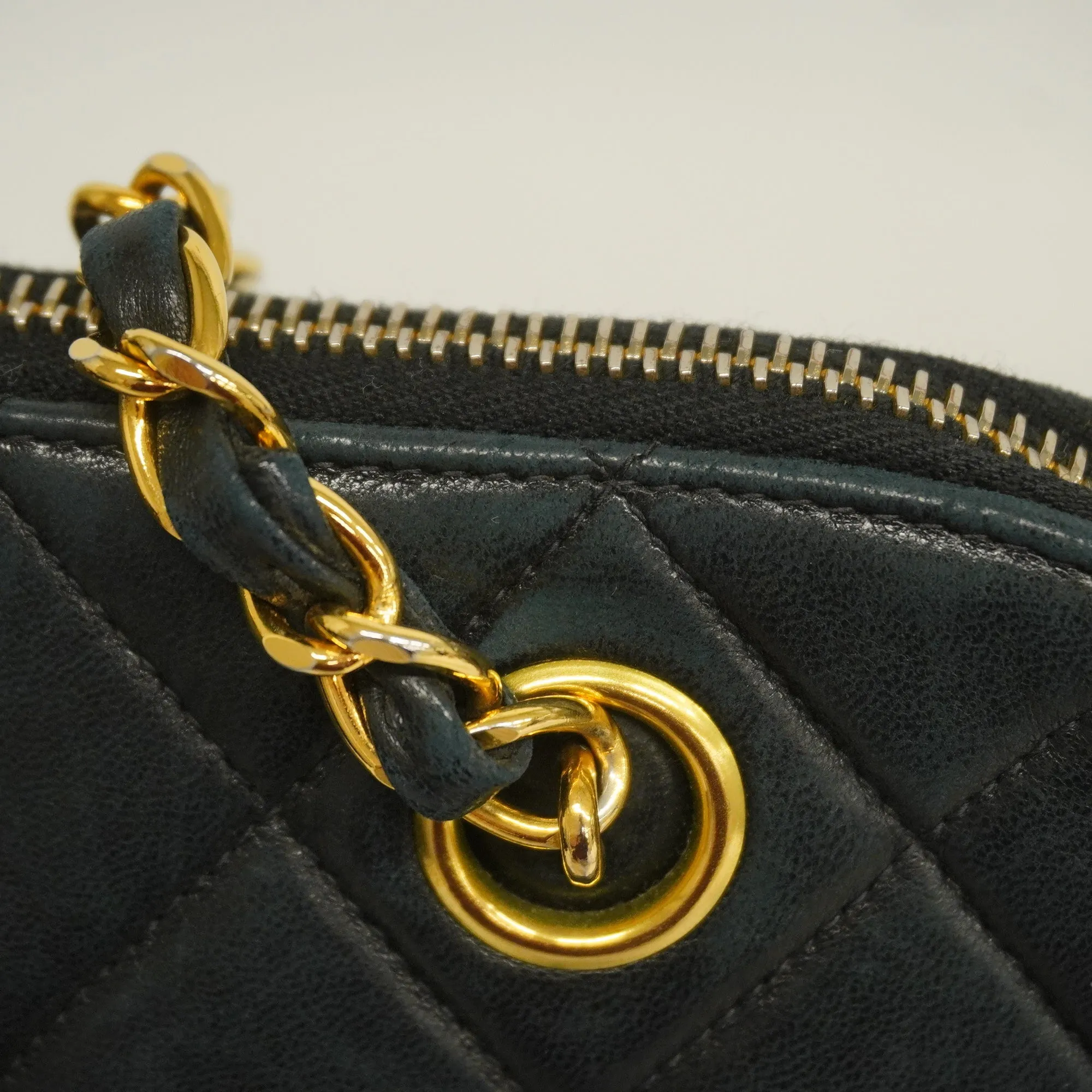 CHANEL  Matelasse Chain Shoulder Lambskin Women's Leather Shoulder Bag Black