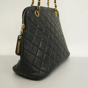 CHANEL  Matelasse Chain Shoulder Lambskin Women's Leather Shoulder Bag Black