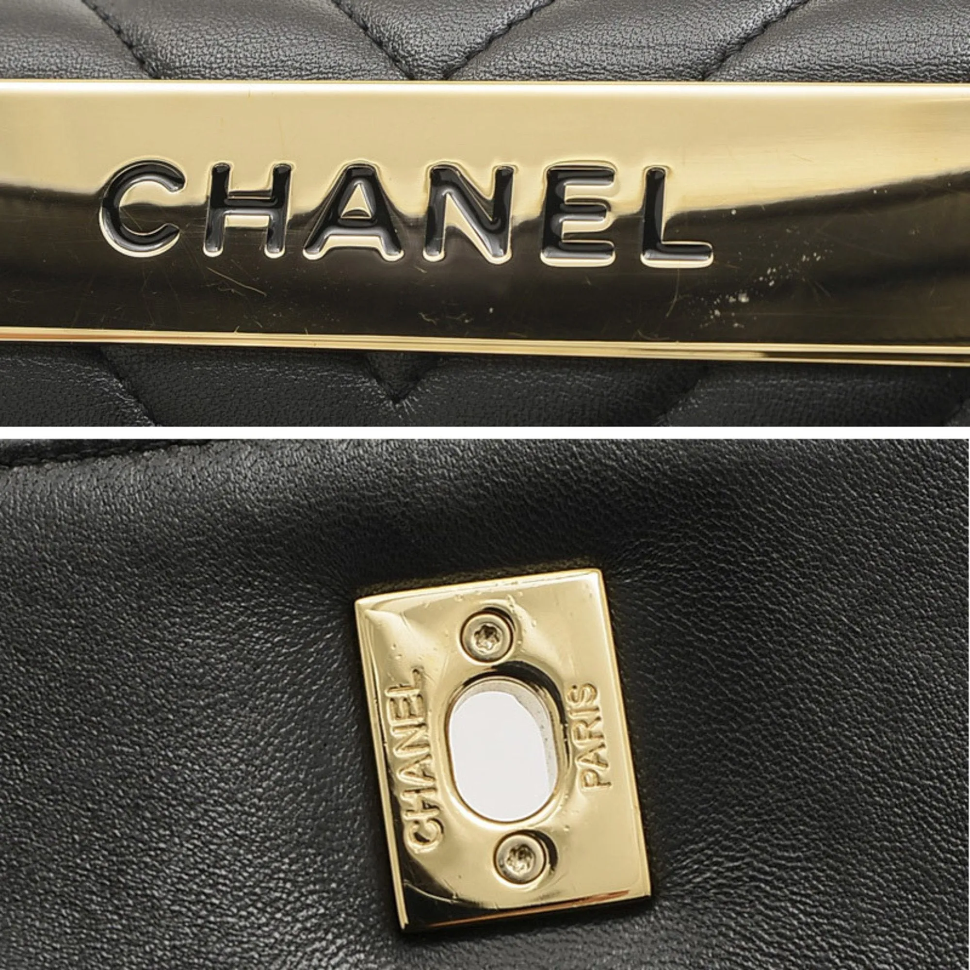 CHANEL Top Handle 2Way Chain Shoulder V Stitch Lambskin Black A69923