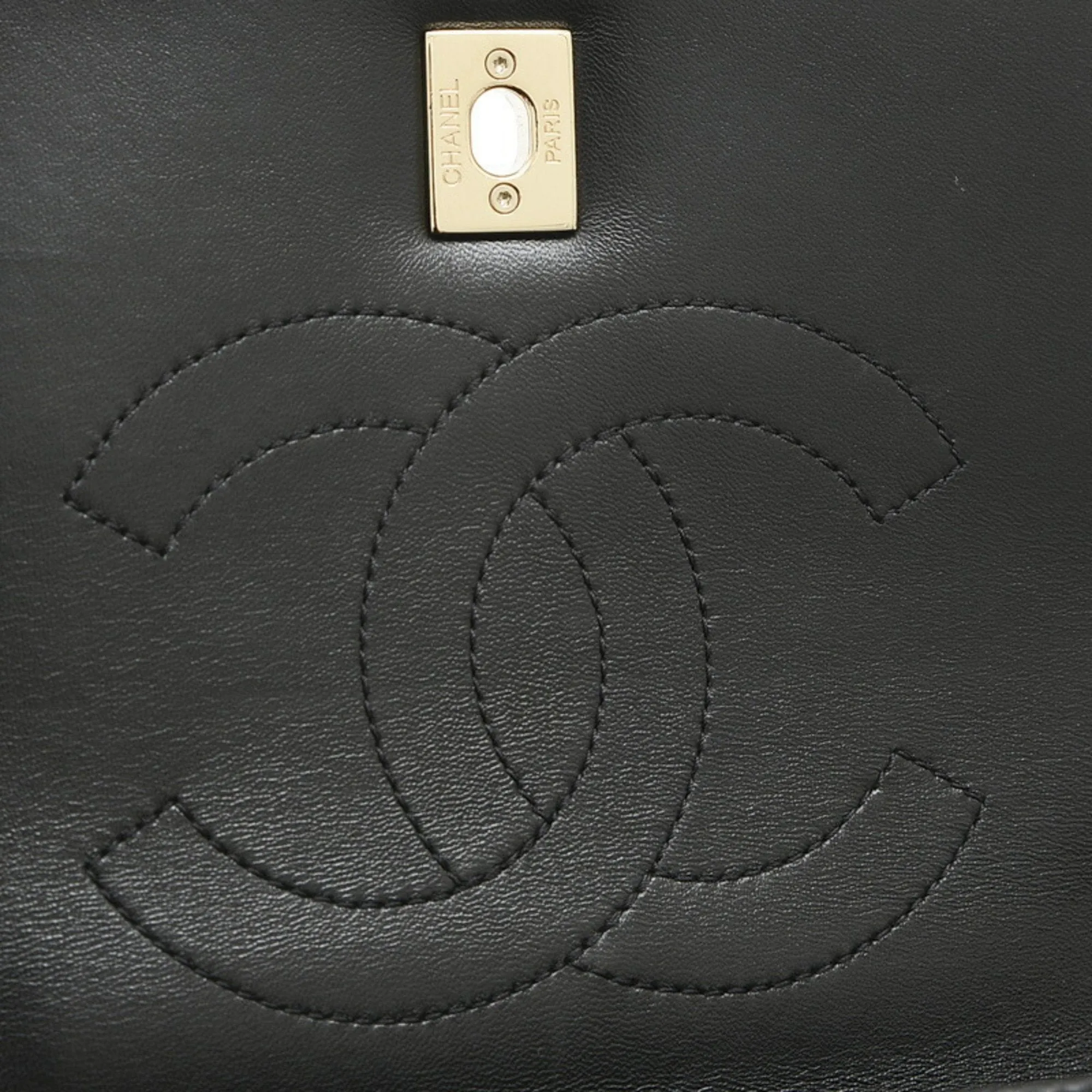 CHANEL Top Handle 2Way Chain Shoulder V Stitch Lambskin Black A69923