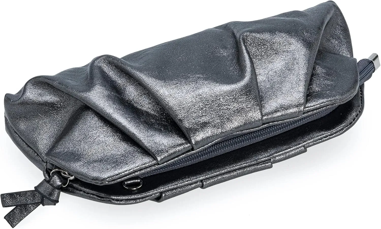 CHARMING TAILOR Chic Soft Vegan Leather Clutch Bag Dressy Pleated PU Evening Purse for Women
