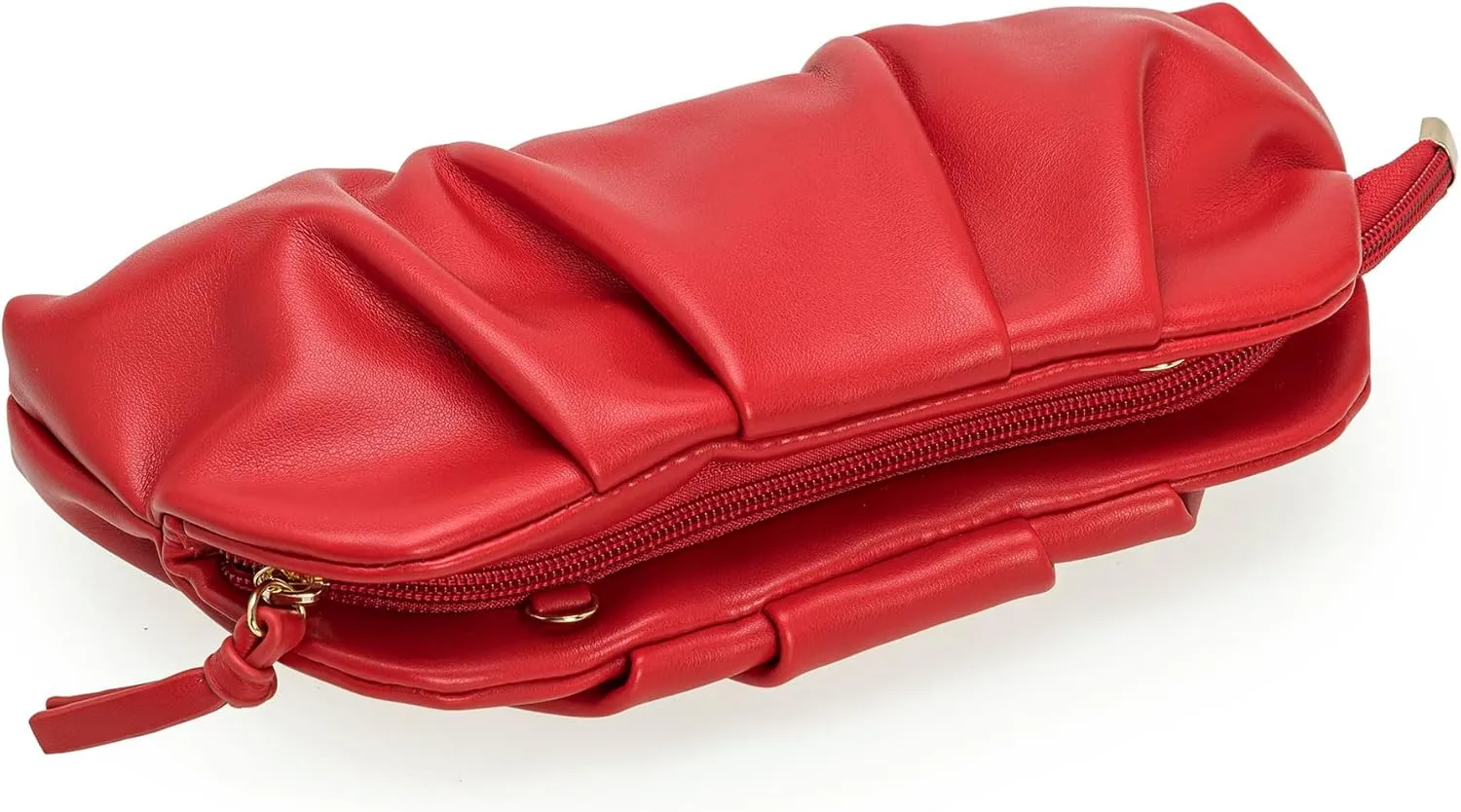 CHARMING TAILOR Chic Soft Vegan Leather Clutch Bag Dressy Pleated PU Evening Purse for Women