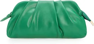 CHARMING TAILOR Chic Soft Vegan Leather Clutch Bag Dressy Pleated PU Evening Purse for Women