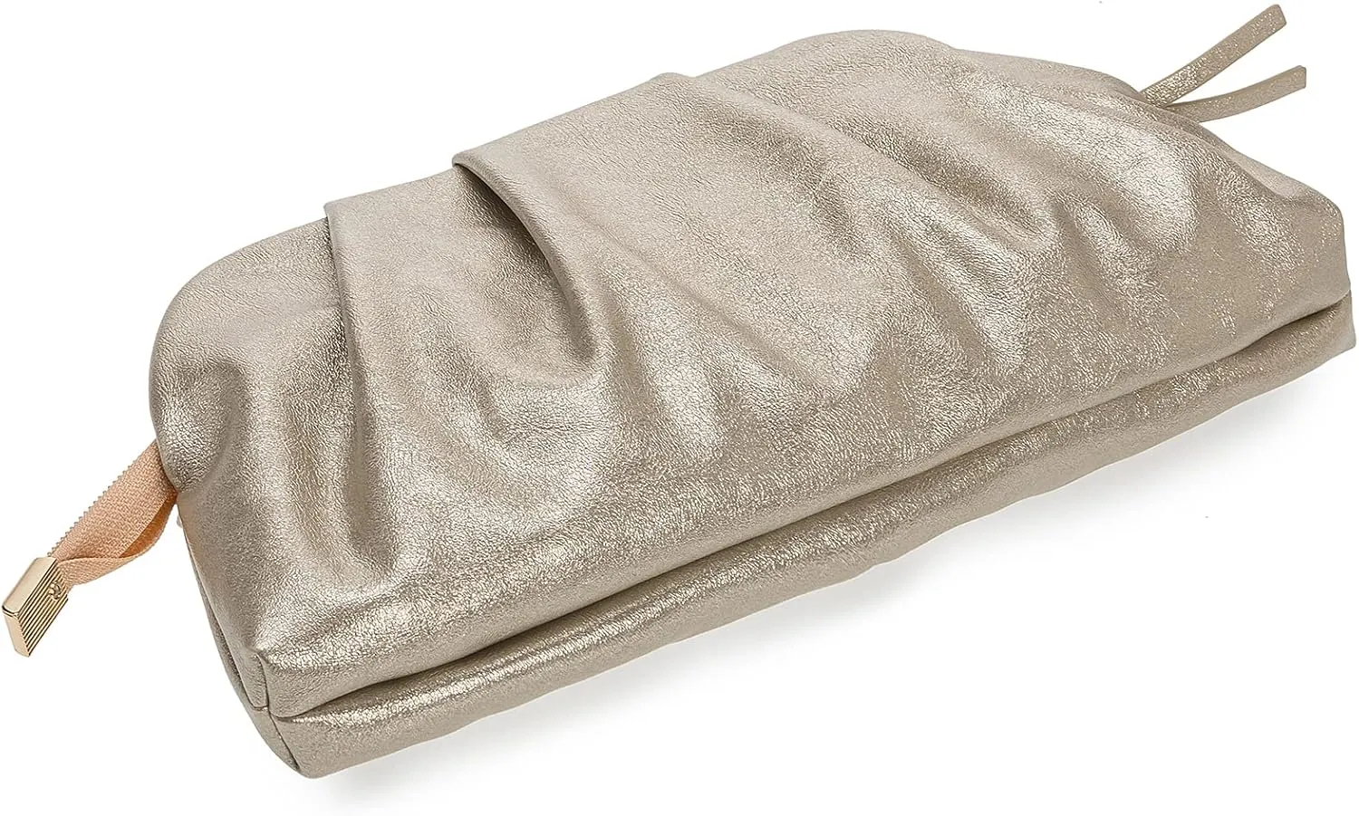 CHARMING TAILOR Chic Soft Vegan Leather Clutch Bag Dressy Pleated PU Evening Purse for Women