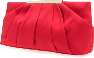 CHARMING TAILOR Clutch Evening Bag Elegant Pleated Satin Formal Handbag Simple Classy Purse for Women