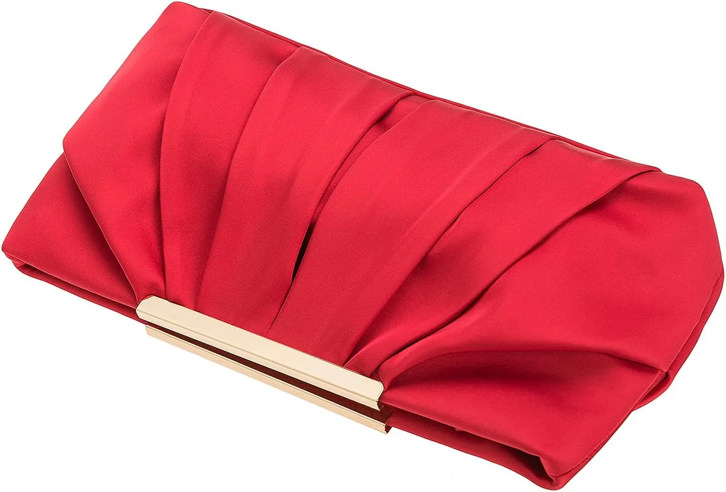 CHARMING TAILOR Clutch Evening Bag Elegant Pleated Satin Formal Handbag Simple Classy Purse for Women