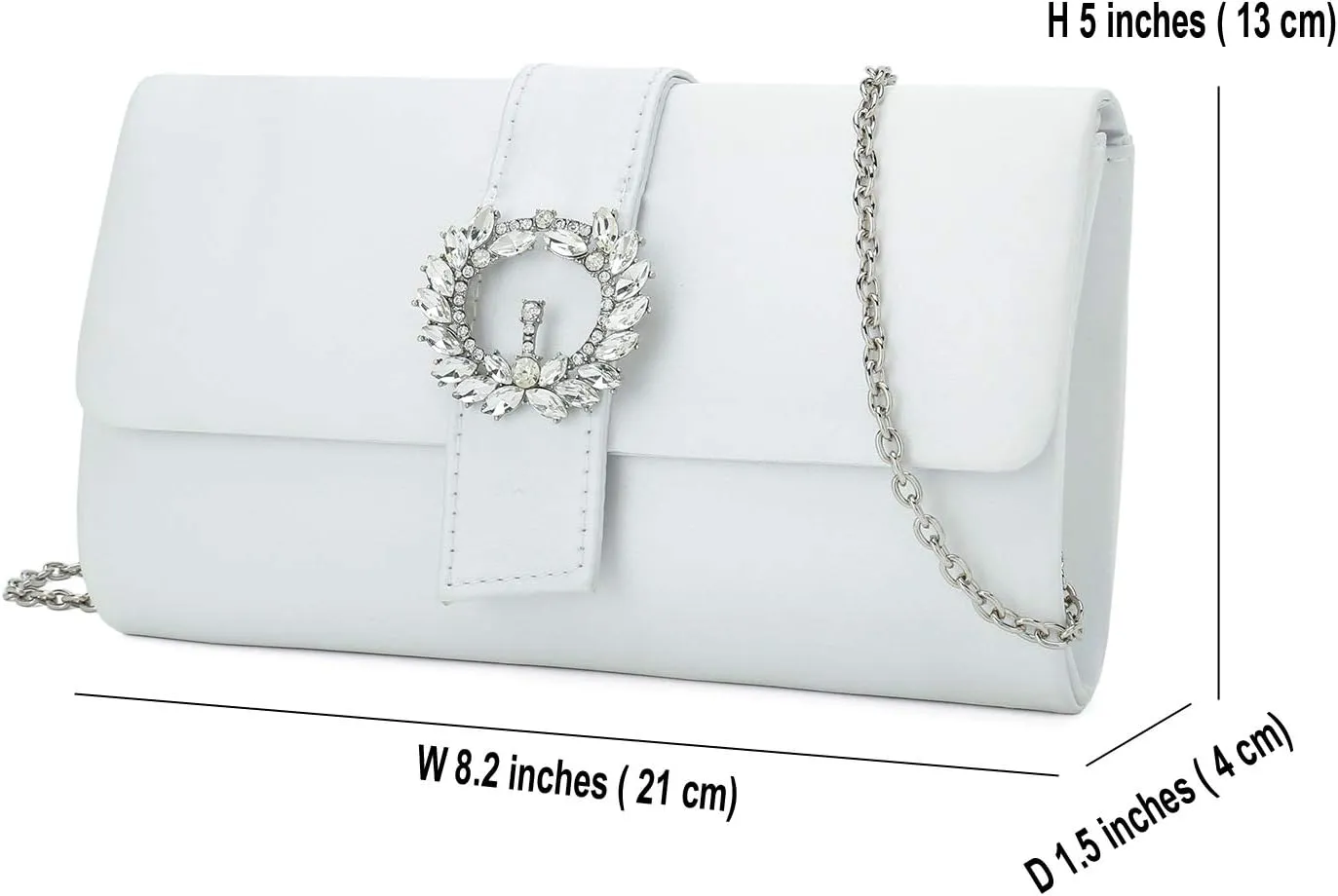CHARMING TAILOR Evening Bag Diamantes Embellished Satin Clutch Purse for Woman Classy Party Handbag with Beaded Brooch