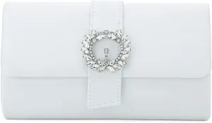 CHARMING TAILOR Evening Bag Diamantes Embellished Satin Clutch Purse for Woman Classy Party Handbag with Beaded Brooch