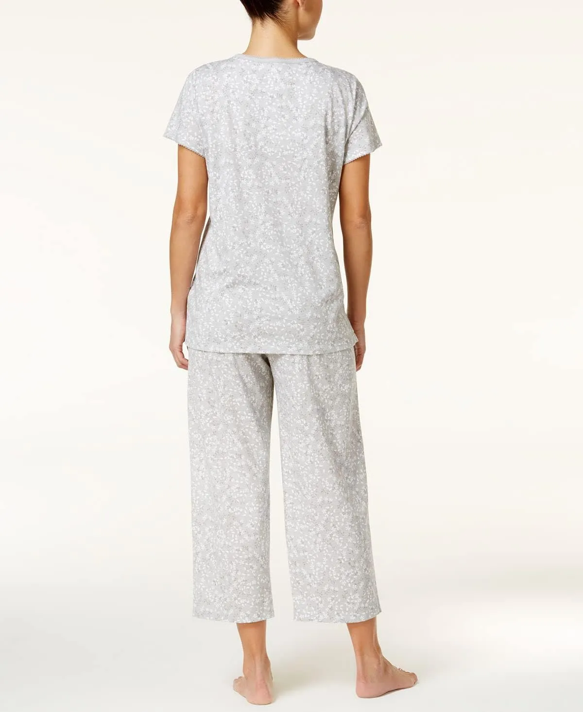 Charter Club Loop-Trimmed Top and Cropped Pants Pajama Set