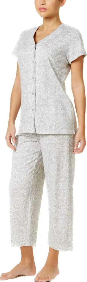 Charter Club Loop-Trimmed Top and Cropped Pants Pajama Set