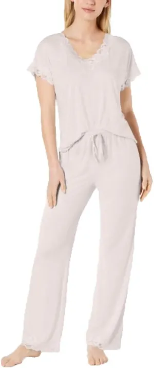 Charter Club Women's Lace-Trimmed Knit Pajama Set, Potpurri Pink, XXX-Large