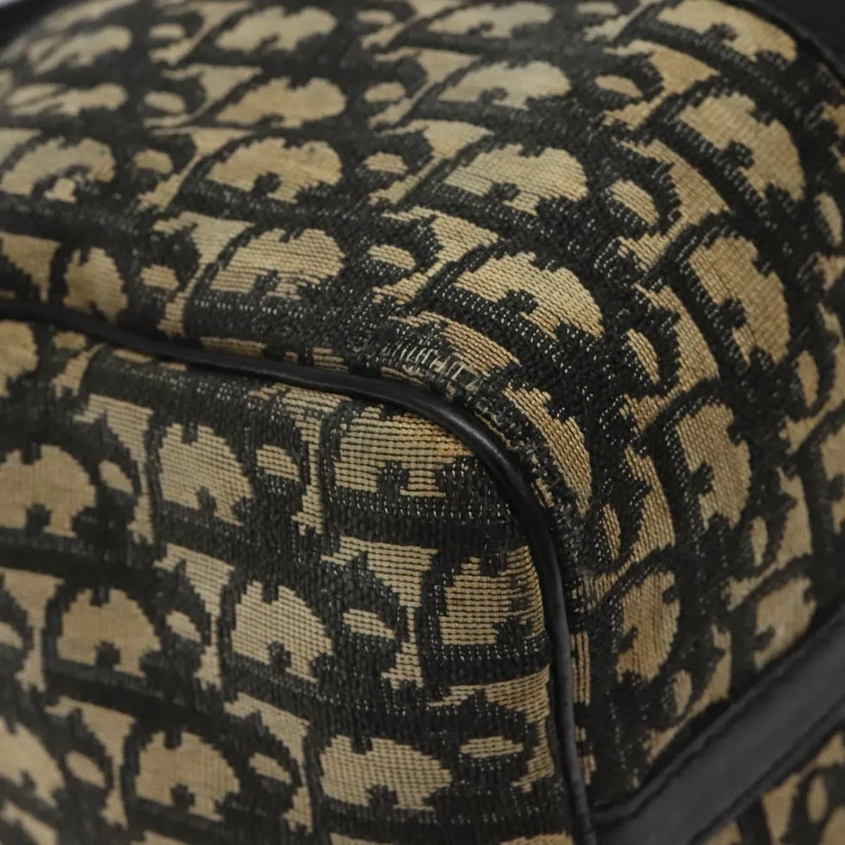Christian Dior Trotter Canvas Boston Bag Black Auth EC626