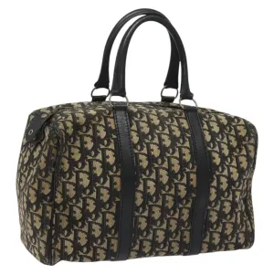 Christian Dior Trotter Canvas Boston Bag Black Auth EC626
