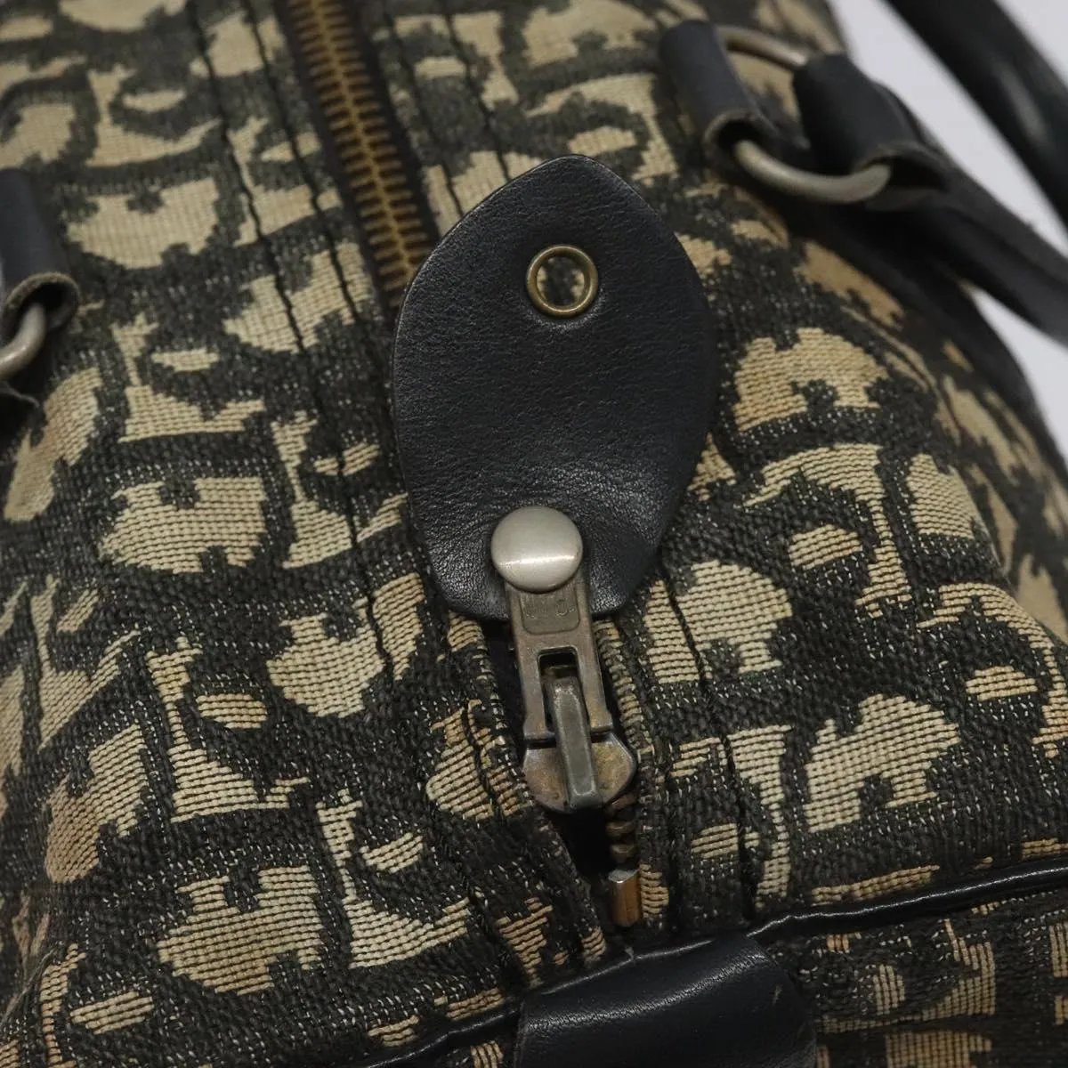 Christian Dior Trotter Canvas Boston Bag Black Auth EC626