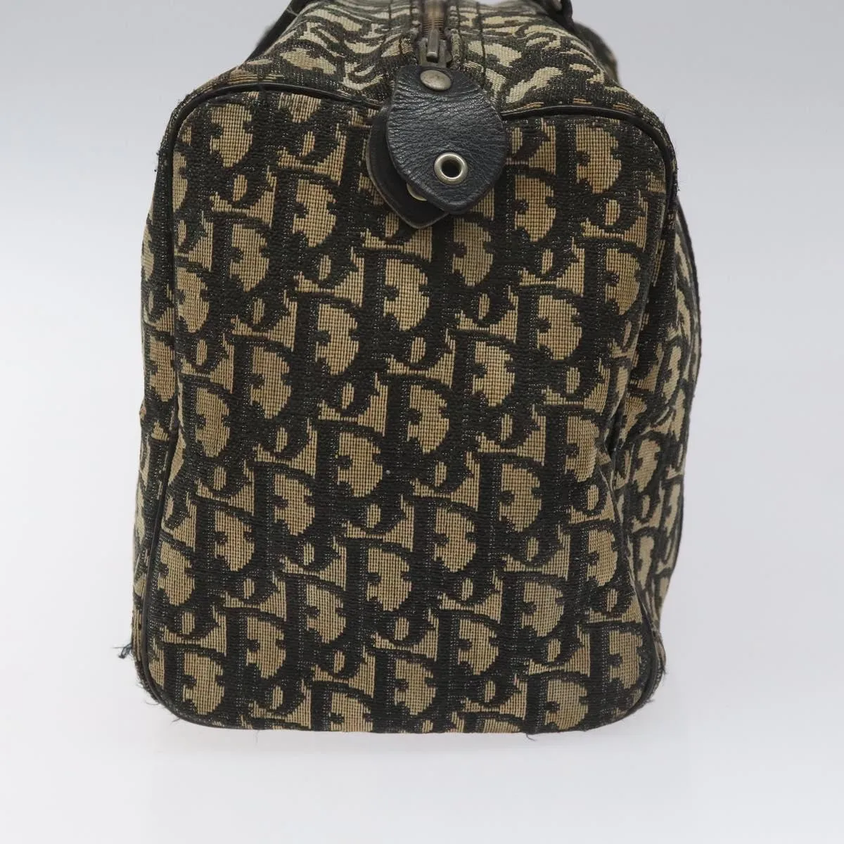 Christian Dior Trotter Canvas Boston Bag Black Auth EC626
