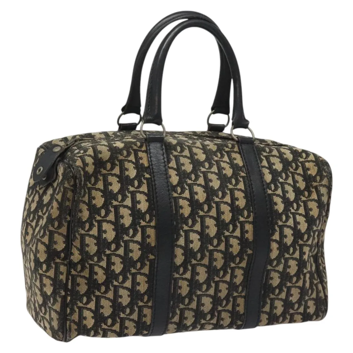 Christian Dior Trotter Canvas Boston Bag Black Auth EC626