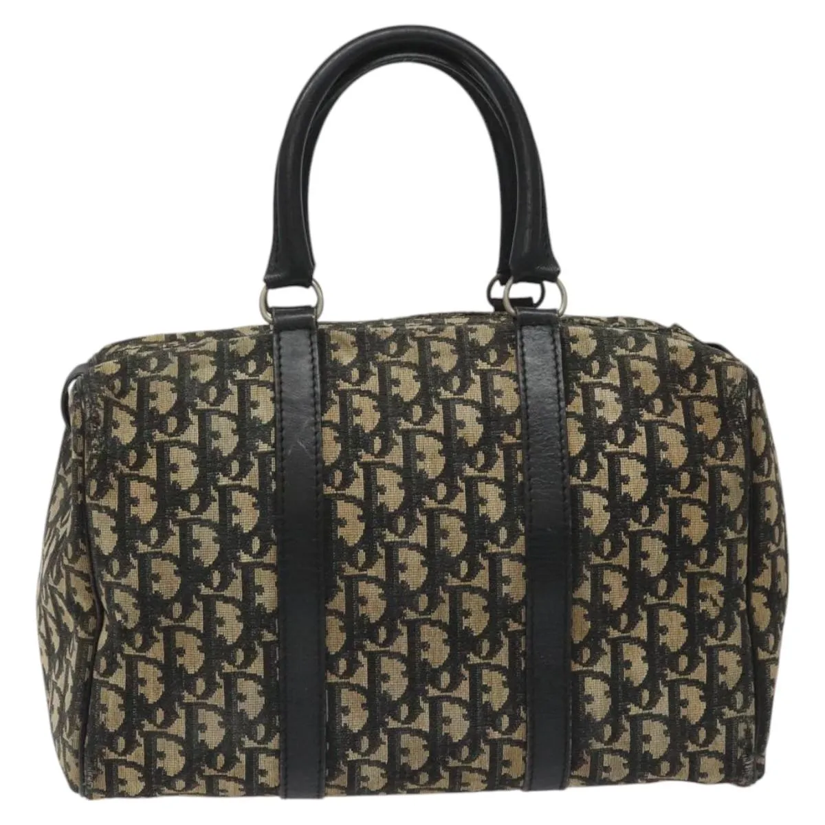 Christian Dior Trotter Canvas Boston Bag Black Auth EC626