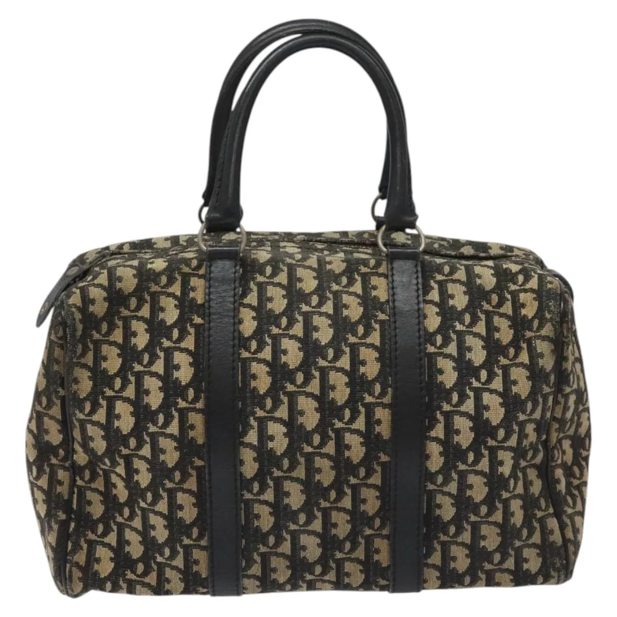 Christian Dior Trotter Canvas Boston Bag Black Auth EC626