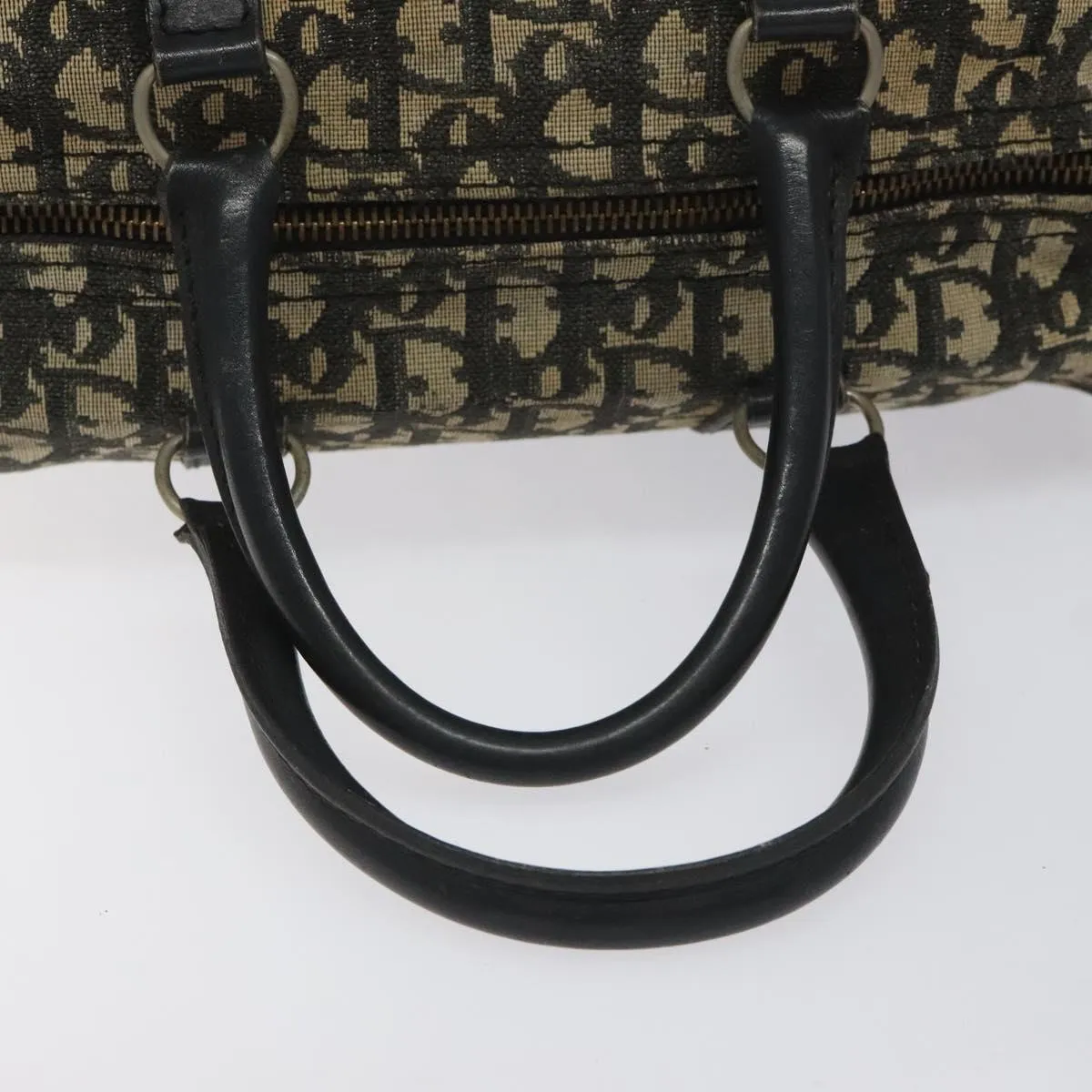Christian Dior Trotter Canvas Boston Bag Black Auth EC626