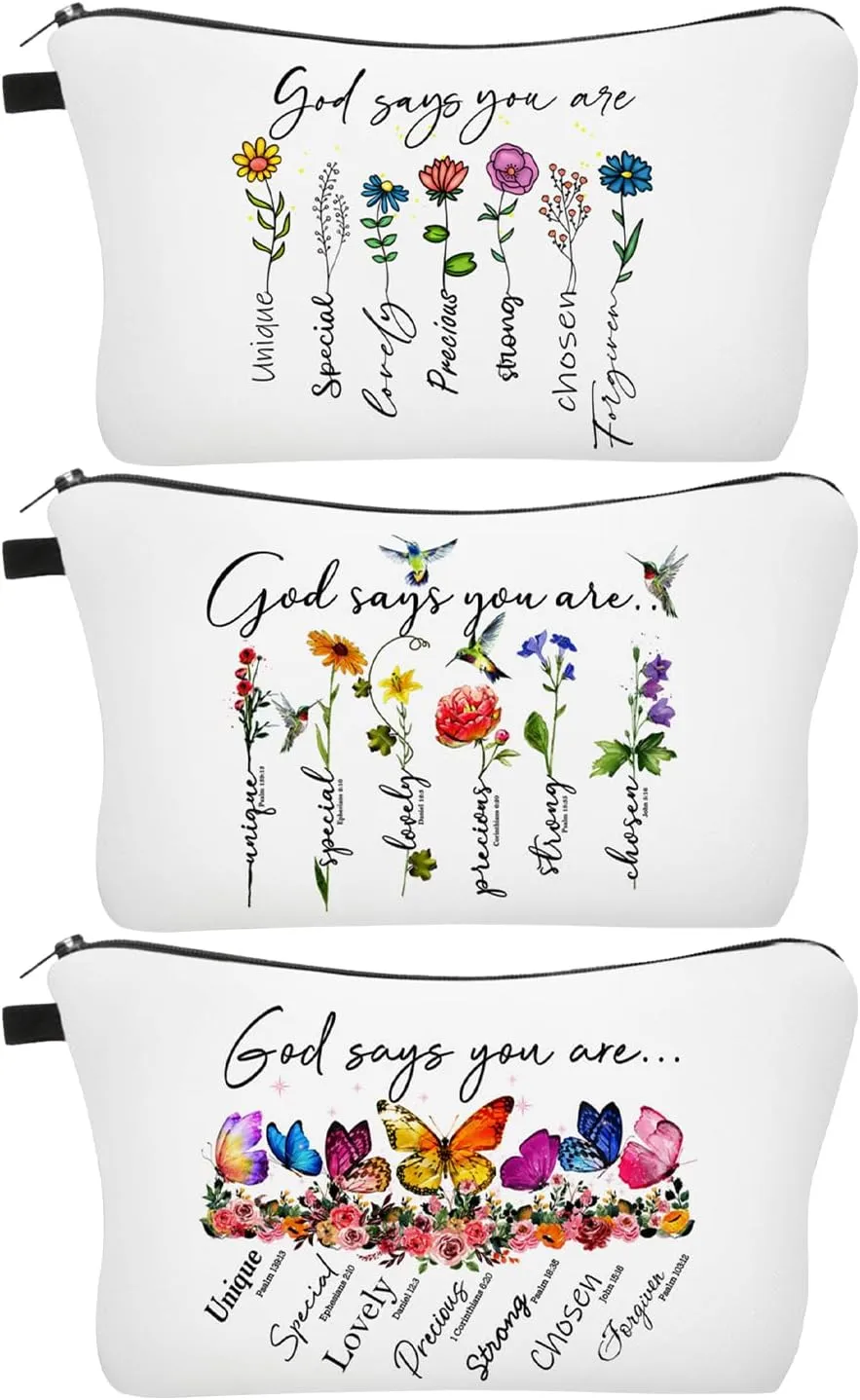 Christian Gift for Women Inspirational Bible Verse Cosmetic Bags with Zipper Motivational Religious Makeup Bags Travel Pouch for Women, Mother, Sister