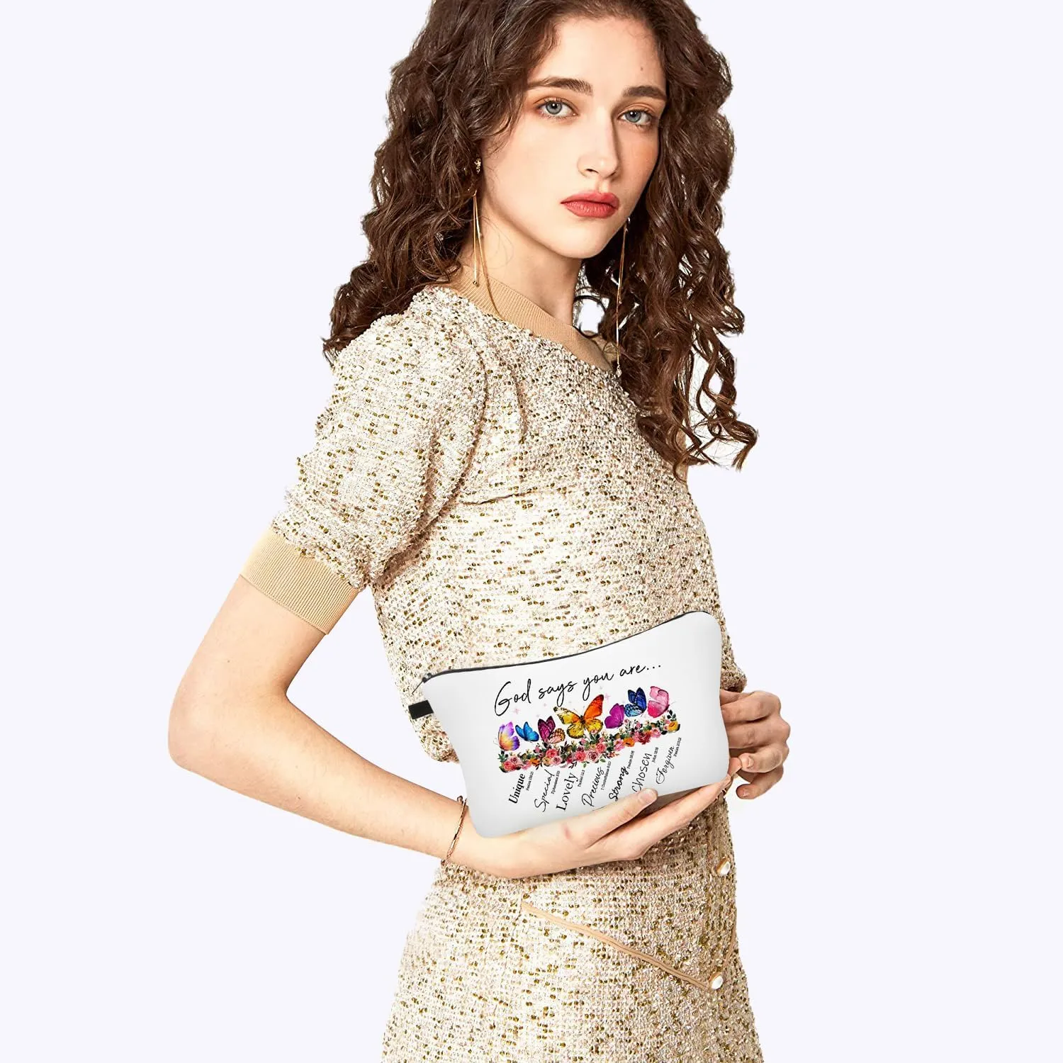 Christian Gift for Women Inspirational Bible Verse Cosmetic Bags with Zipper Motivational Religious Makeup Bags Travel Pouch for Women, Mother, Sister