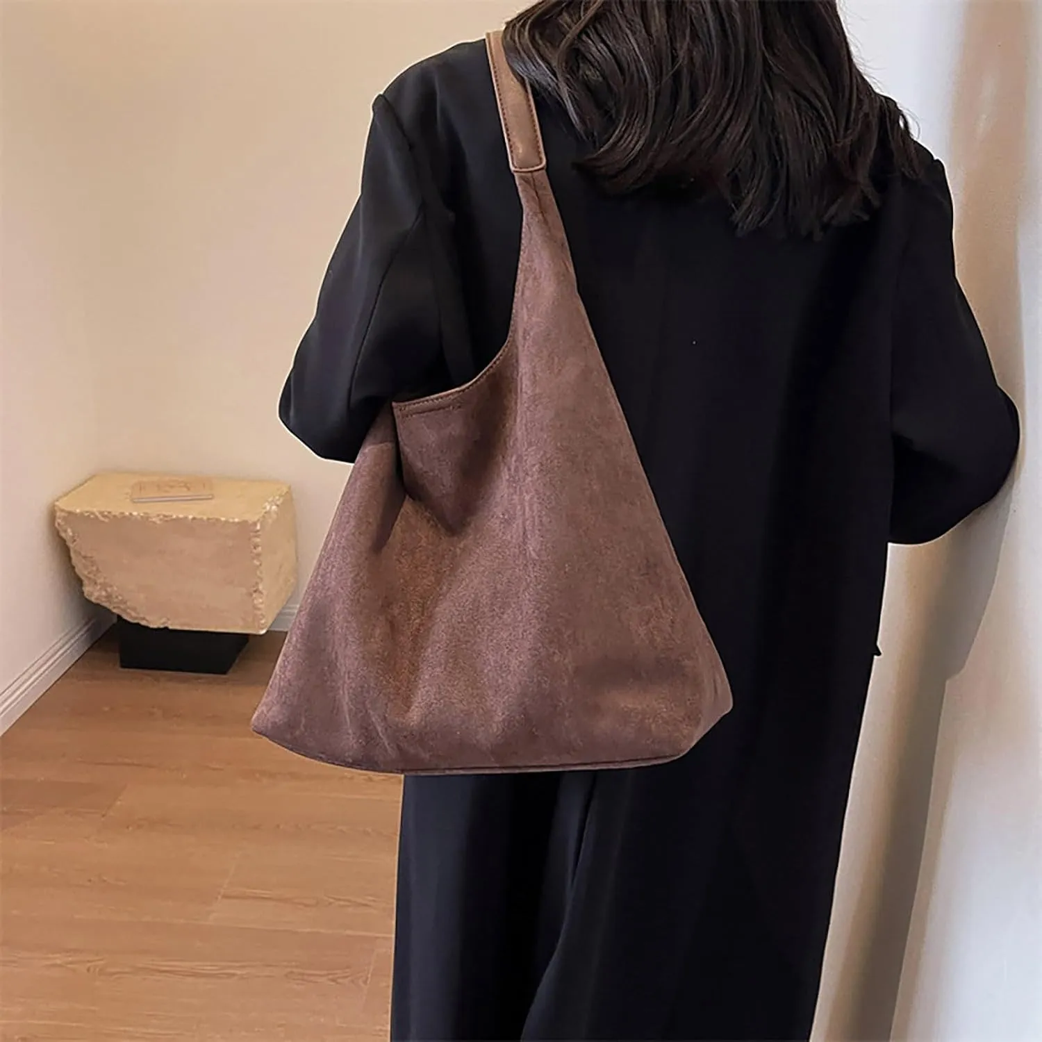 Classic Flock Tote Bag for Women Suede Durable Handbag Fashion Soft Large Space Capacity Shoulder Bags