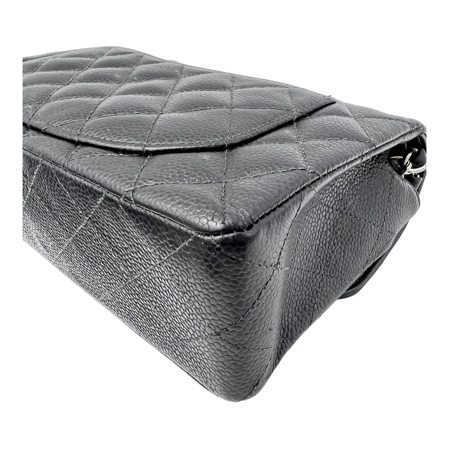 Classic Shoulder Bag Black in Caviar Leather, Silver hardware