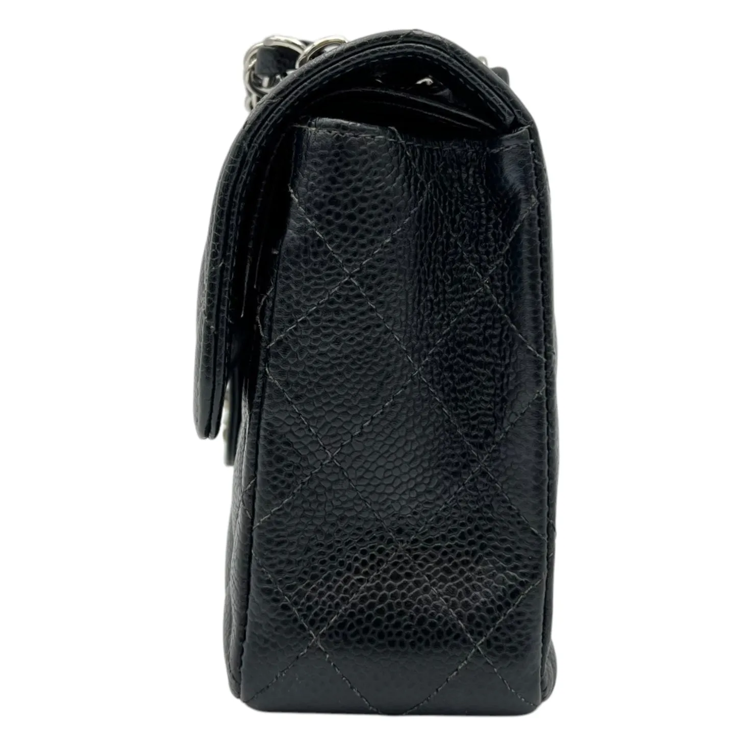 Classic Shoulder Bag Black in Caviar Leather, Silver hardware