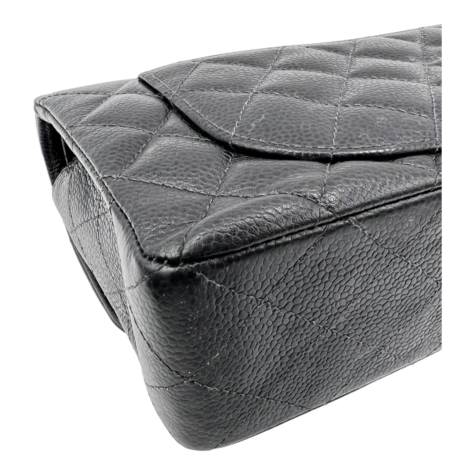 Classic Shoulder Bag Black in Caviar Leather, Silver hardware