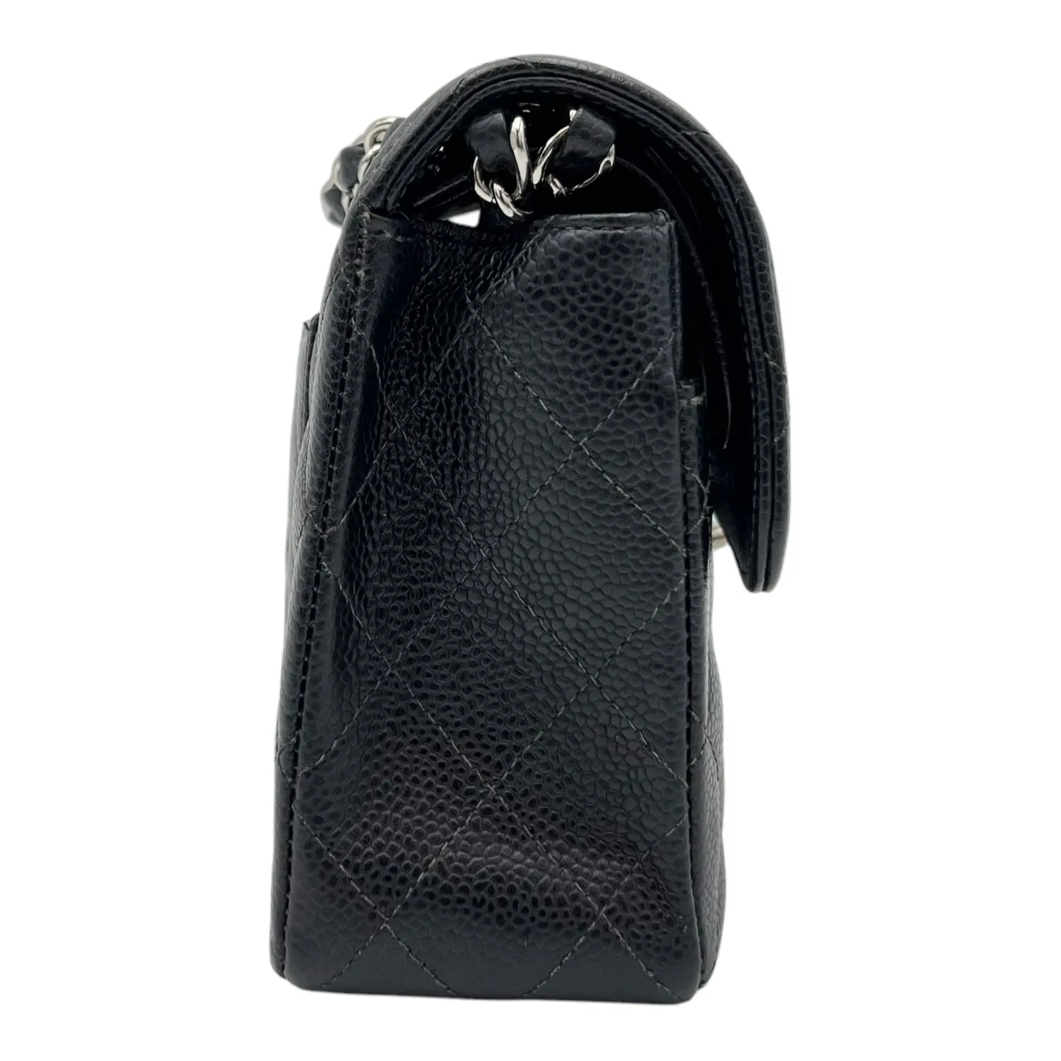 Classic Shoulder Bag Black in Caviar Leather, Silver hardware