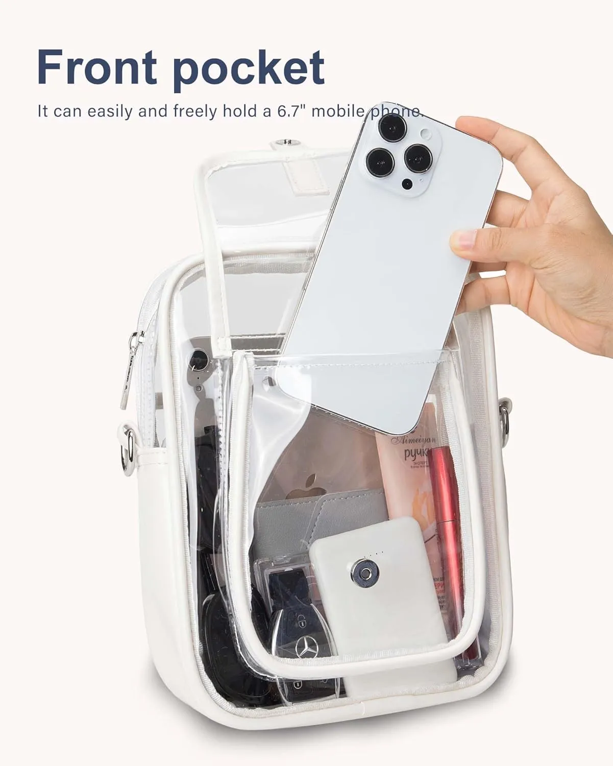 Clear Bag for Stadium Events, Clear Crossbody Bag Stadium Approved,Clear Purse for Women,Clear bags for Man