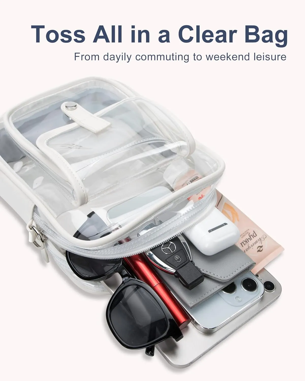 Clear Bag for Stadium Events, Clear Crossbody Bag Stadium Approved,Clear Purse for Women,Clear bags for Man