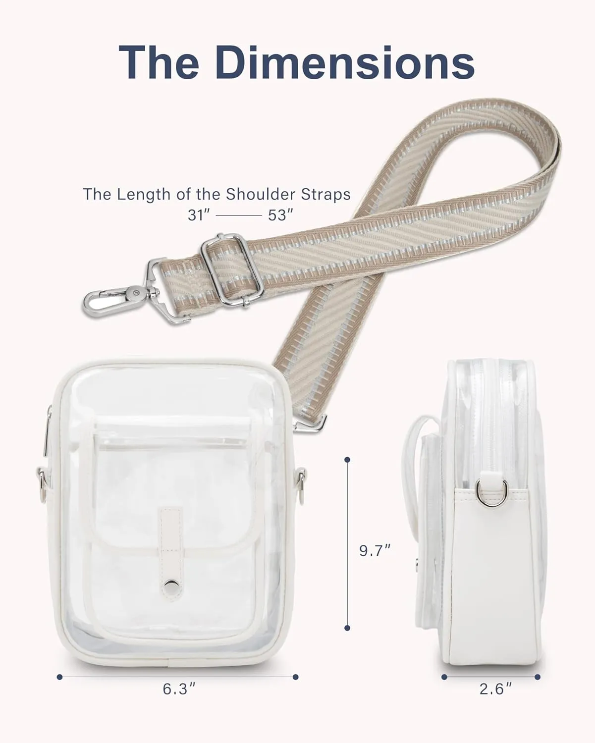 Clear Bag for Stadium Events, Clear Crossbody Bag Stadium Approved,Clear Purse for Women,Clear bags for Man