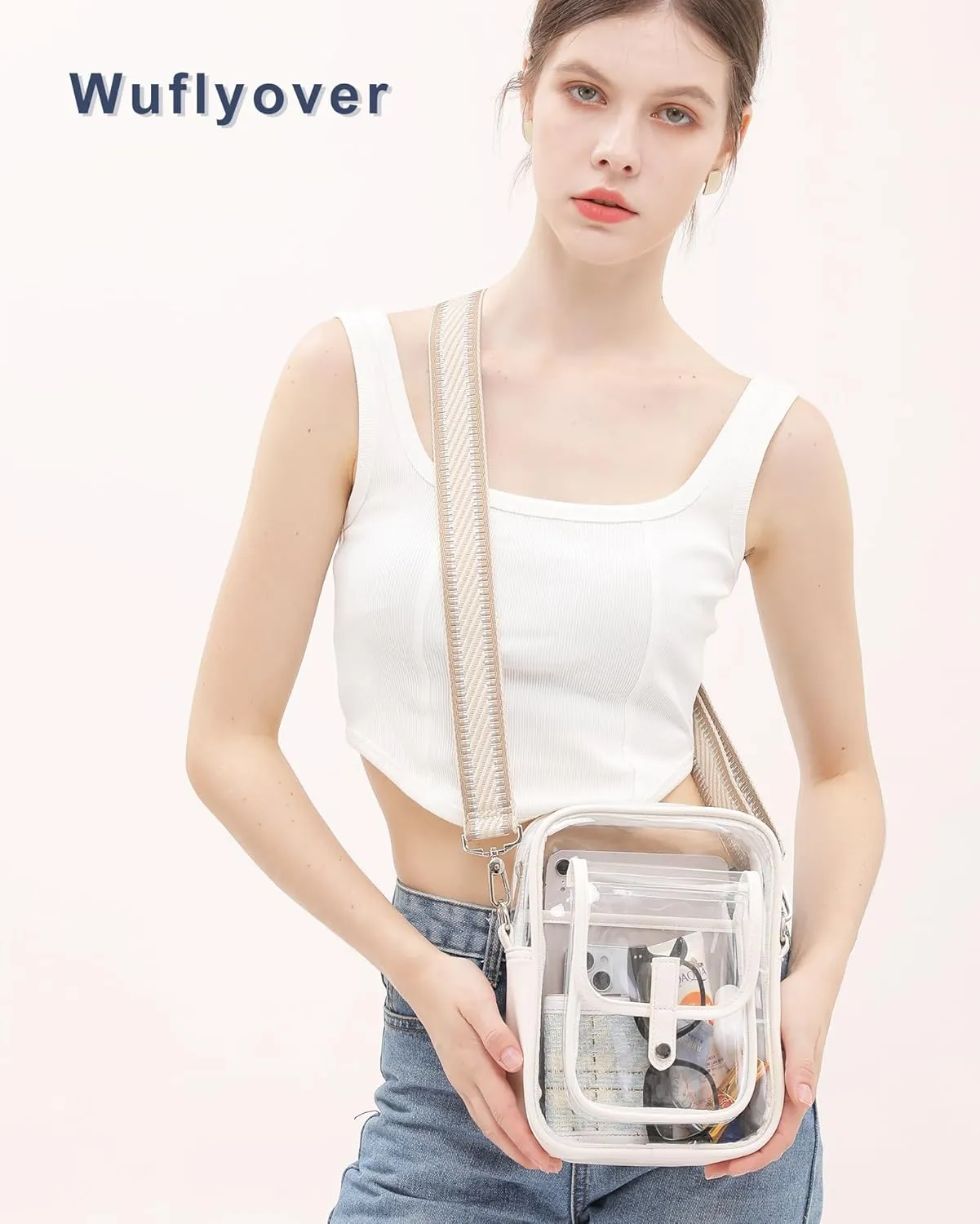 Clear Bag for Stadium Events, Clear Crossbody Bag Stadium Approved,Clear Purse for Women,Clear bags for Man