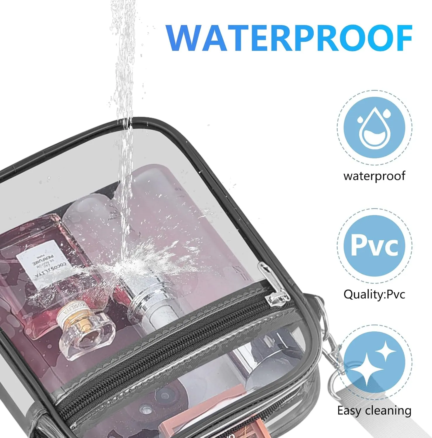 Clear Bag for Stadium Events Men&Women Clear Crossbody Bag Stadium Approved Clear Purse Bag Waterproof Clear Bag
