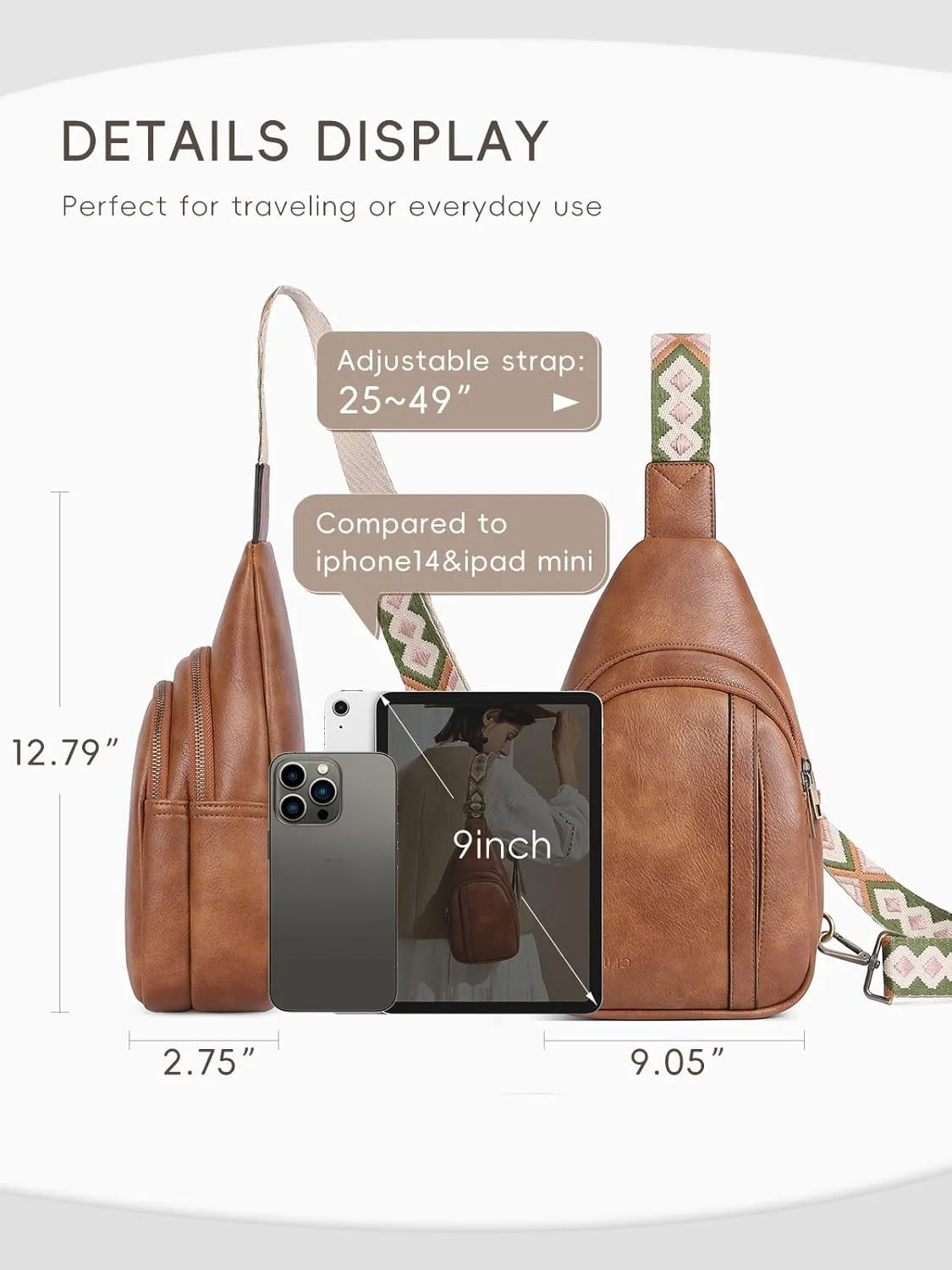 CLUCI Crossbody Bags for Women - Sling Backpack Travel Bag in Leather
