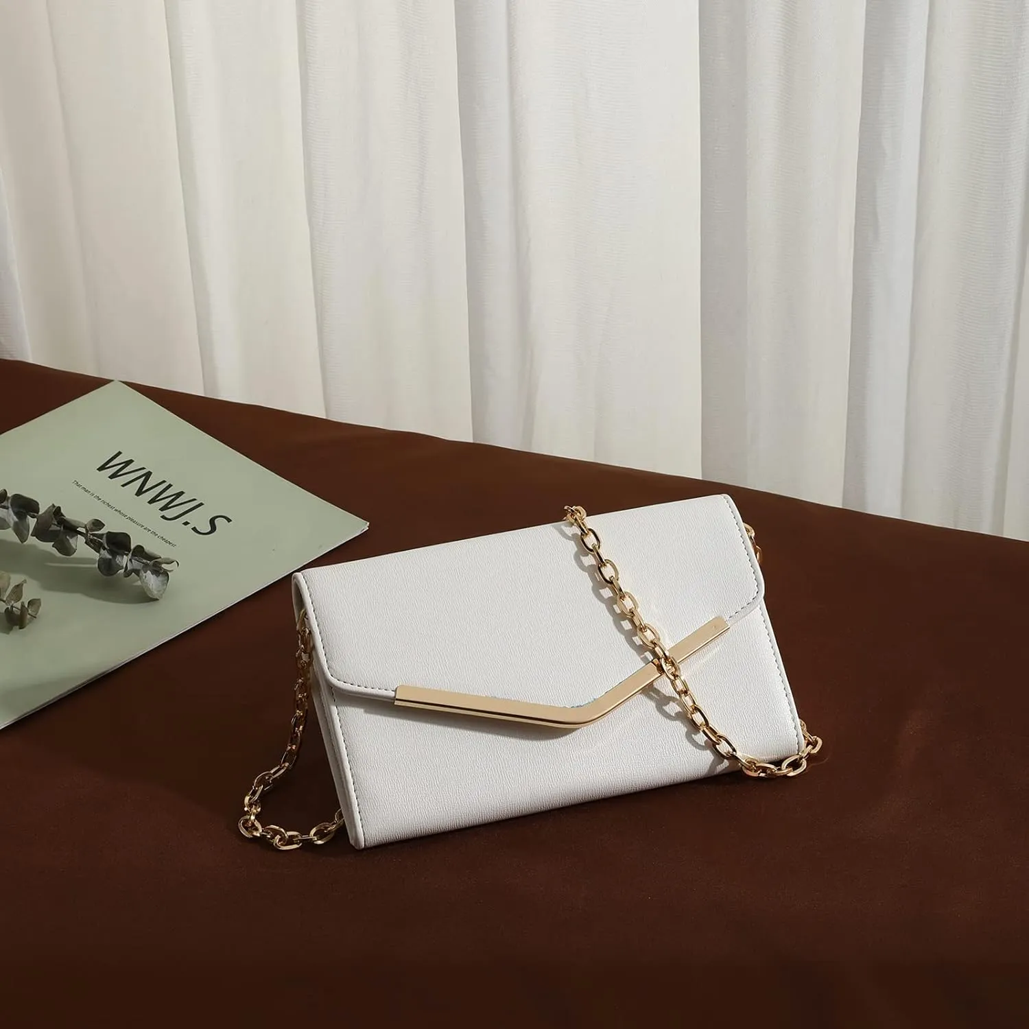 Clutch Purse Evening Bag for Women, Envelope Handbag With Detachable Chain for Wedding and Party