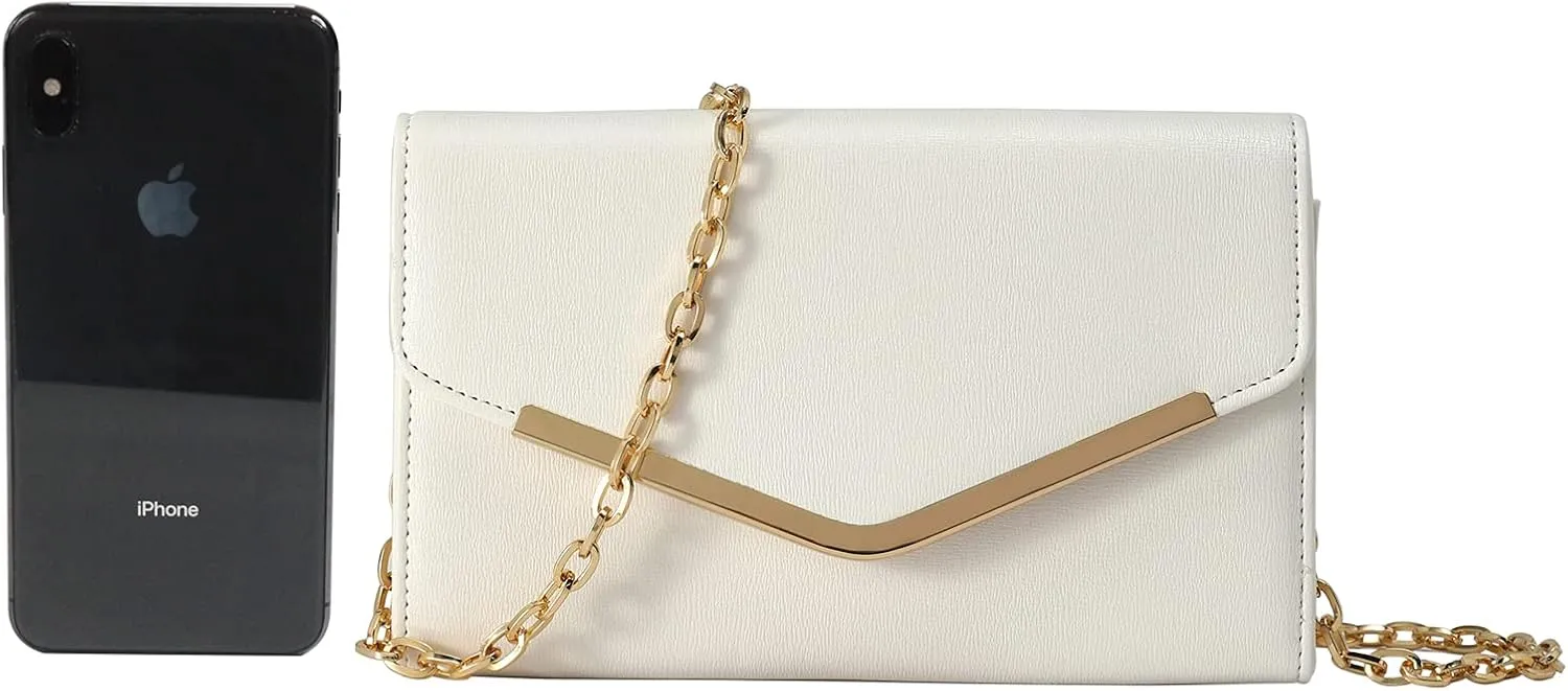 Clutch Purse Evening Bag for Women, Envelope Handbag With Detachable Chain for Wedding and Party