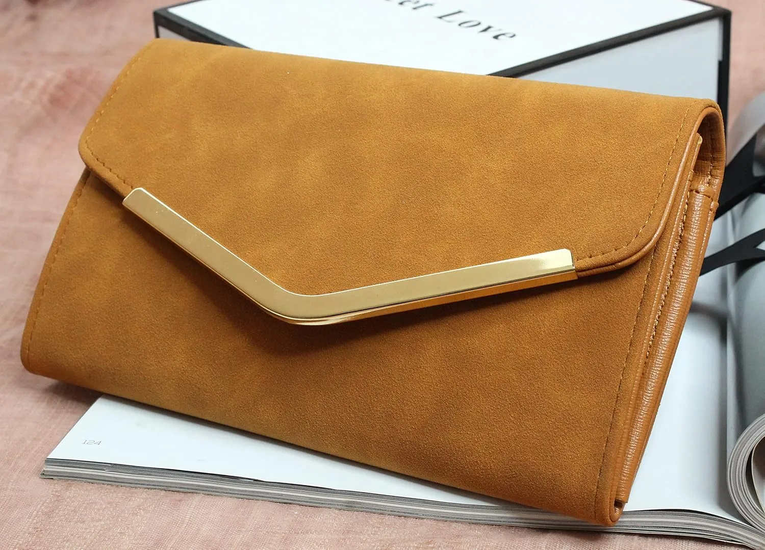 Clutch Purse Evening Bag for Women, Envelope Handbag With Detachable Chain for Wedding and Party