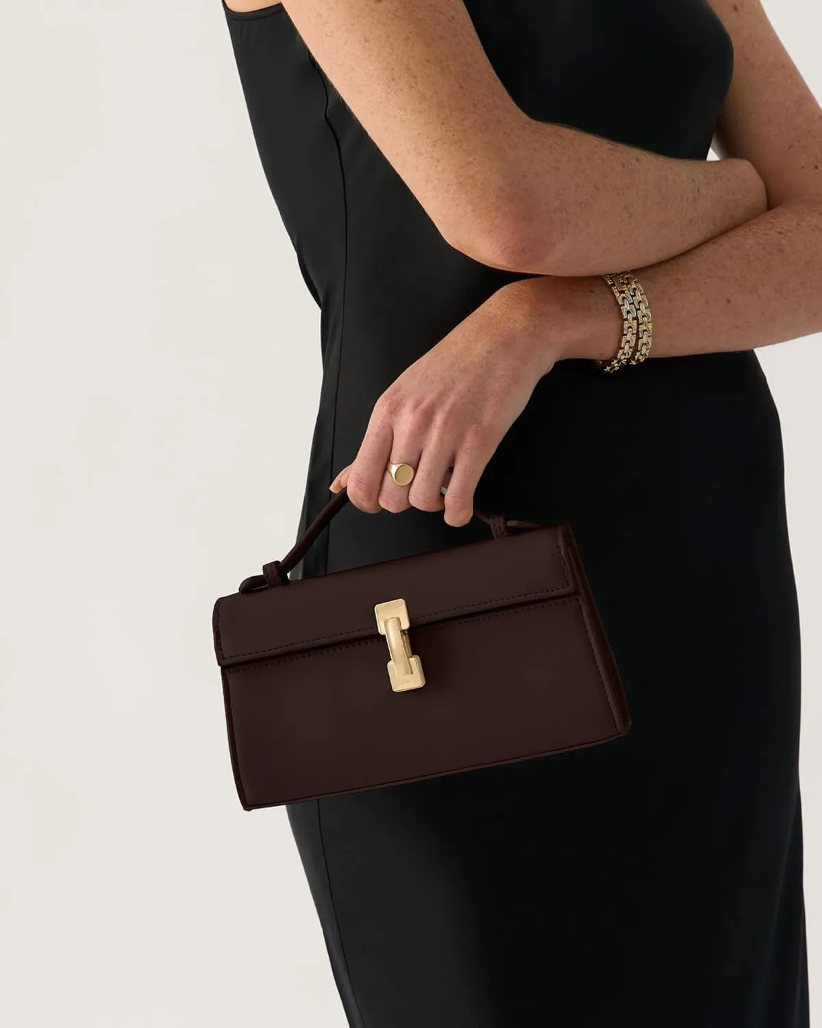 Clutch Purses for Women - Small Purse Top Handle - Evening Bag - Adjustable Crossbody Handbag - Trendy PU Leather