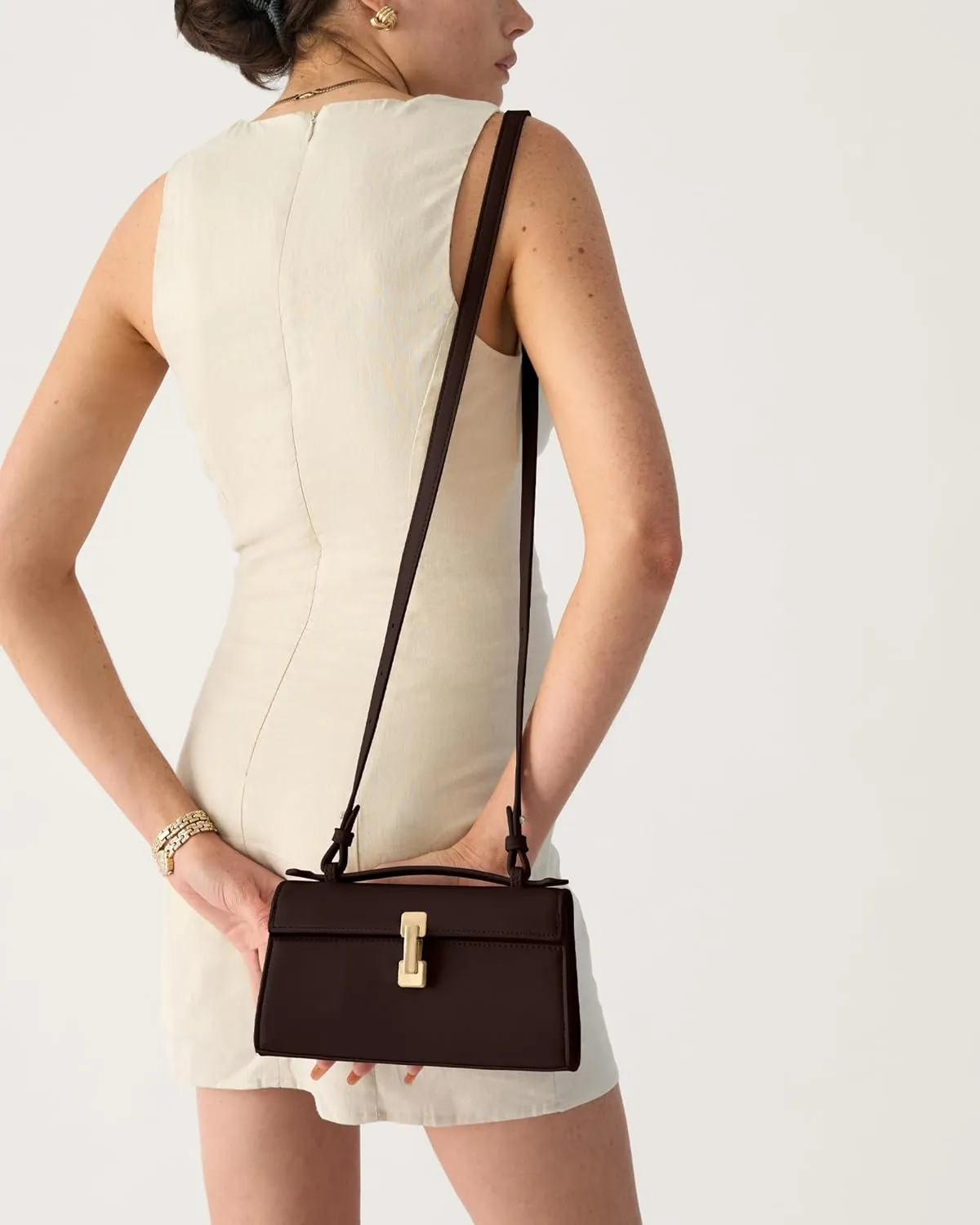 Clutch Purses for Women - Small Purse Top Handle - Evening Bag - Adjustable Crossbody Handbag - Trendy PU Leather