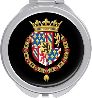 Coat Arms of Dukes of Burgundy Crowned Cute Travel Makeup Mirror 2-Sided Folding Handheld Mirror Portable for Handbag Purse Pocket