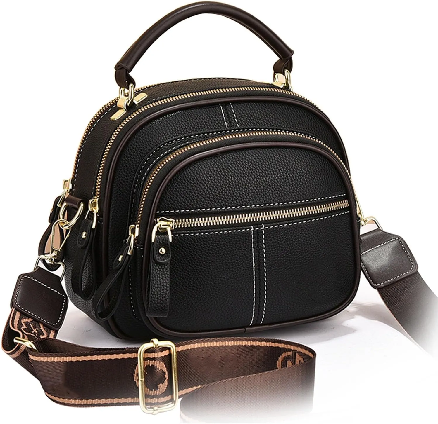 Coefficienta Classic Multifunctional Compartments Adjustable Wide Shoulder Strap Leather Bag, Coefficienta Bag for Women