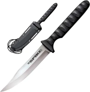 Cold Steel Bowie Spike Durable Lightweight German 4116 Stainless Steel 4" Fixed Blade Tactical Outdoor Hunting Neck Knife, Textured Griv-Ex Handle, Secure-Ex Sheath